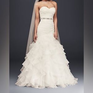 David Wedding Dress Organza Mermaid Ruffled Skirt WG3832